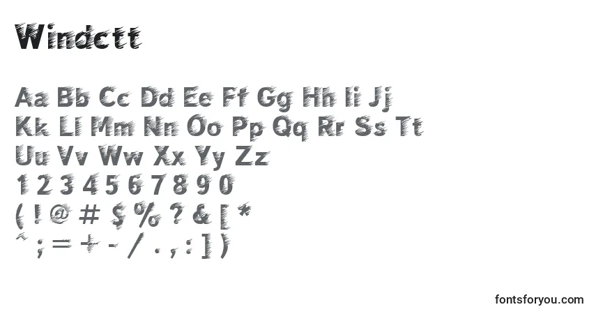 Czcionka Windctt – alfabet, cyfry, specjalne znaki