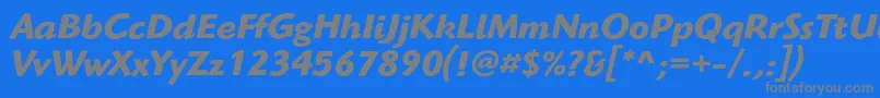 HighlanderstdBolditalic-Schriftart – Graue Schriften auf blauem Hintergrund