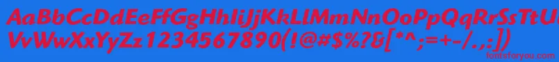 HighlanderstdBolditalic Font – Red Fonts on Blue Background