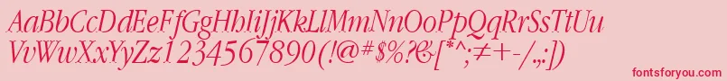 GaramondnarrowcttItalic Font – Red Fonts on Pink Background