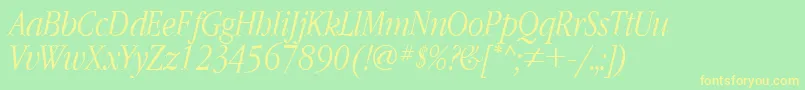 GaramondnarrowcttItalic Font – Yellow Fonts on Green Background