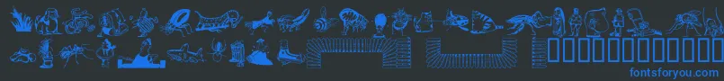 DfBackyardBeastiesttItc-fontti – siniset fontit mustalla taustalla