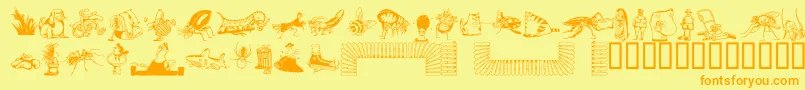 DfBackyardBeastiesttItc-fontti – oranssit fontit keltaisella taustalla