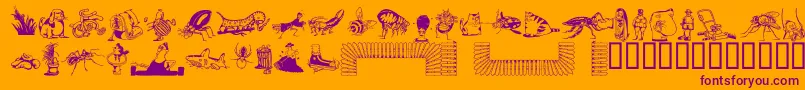 DfBackyardBeastiesttItc Font – Purple Fonts on Orange Background