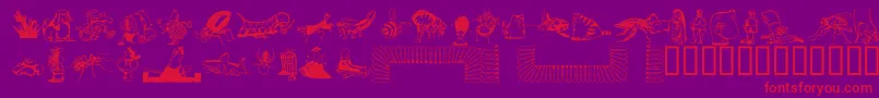 Шрифт DfBackyardBeastiesttItc – красные шрифты на фиолетовом фоне