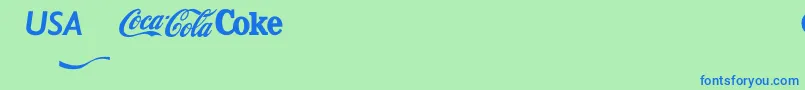 Czcionka Cocacola – niebieskie czcionki na zielonym tle