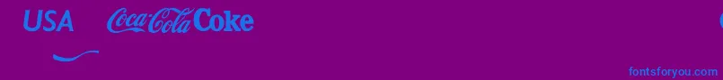 フォントCocacola – 紫色の背景に青い文字