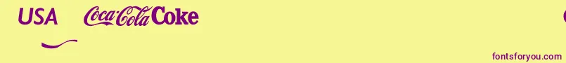 Шрифт Cocacola – фиолетовые шрифты на жёлтом фоне