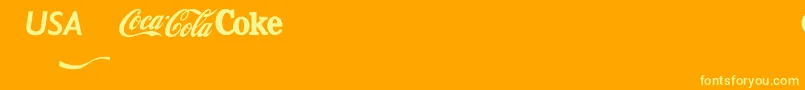 Cocacola Font – Yellow Fonts on Orange Background