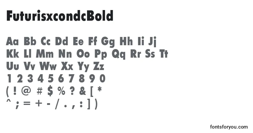 FuturisxcondcBoldフォント–アルファベット、数字、特殊文字