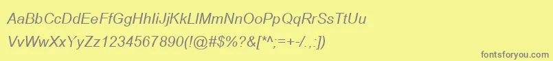 フォントBrowalliaupcItalic – 黄色の背景に灰色の文字