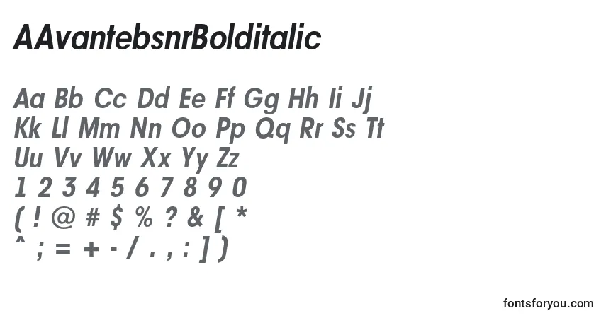 Шрифт AAvantebsnrBolditalic – алфавит, цифры, специальные символы