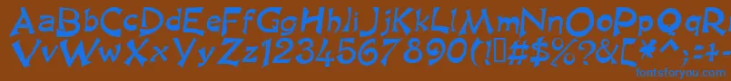 フォントKingasn – 茶色の背景に青い文字