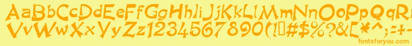 フォントKingasn – オレンジの文字が黄色の背景にあります。