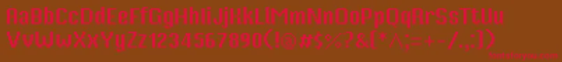 フォントMp16reg – 赤い文字が茶色の背景にあります。