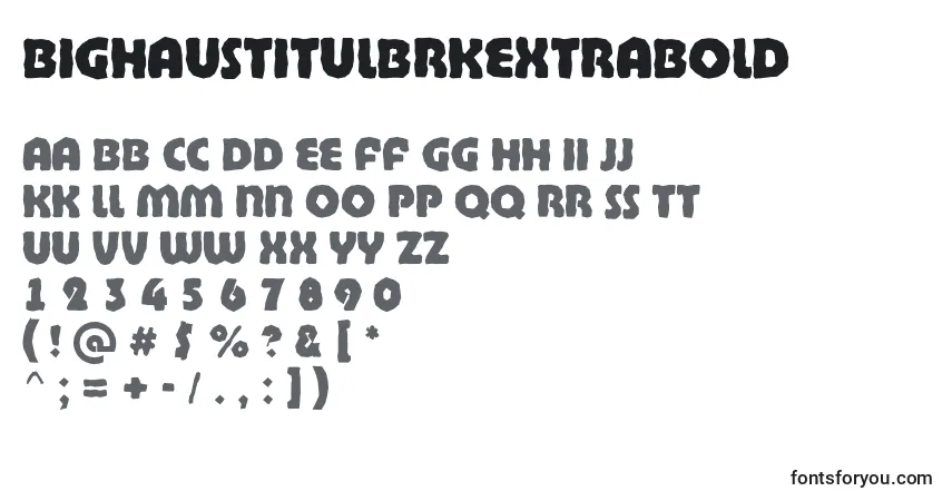 Schriftart BighaustitulbrkExtrabold – Alphabet, Zahlen, spezielle Symbole