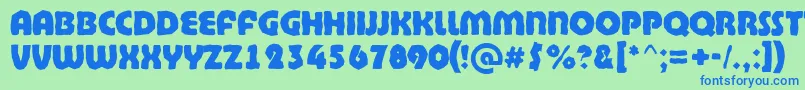 BighaustitulbrkExtrabold-fontti – siniset fontit vihreällä taustalla