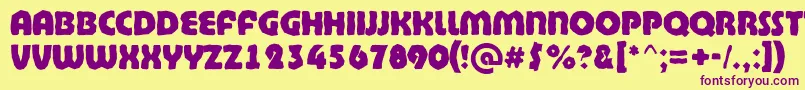 BighaustitulbrkExtrabold-Schriftart – Violette Schriften auf gelbem Hintergrund