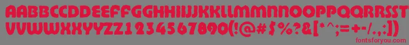 Czcionka BighaustitulbrkExtrabold – czerwone czcionki na szarym tle