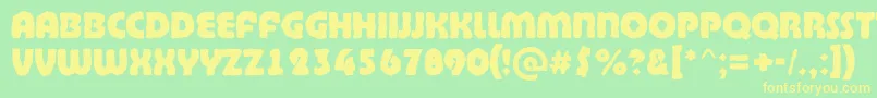 フォントBighaustitulbrkExtrabold – 黄色の文字が緑の背景にあります