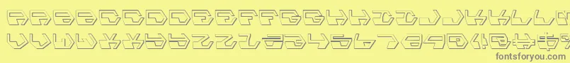 Deranians-fontti – harmaat kirjasimet keltaisella taustalla