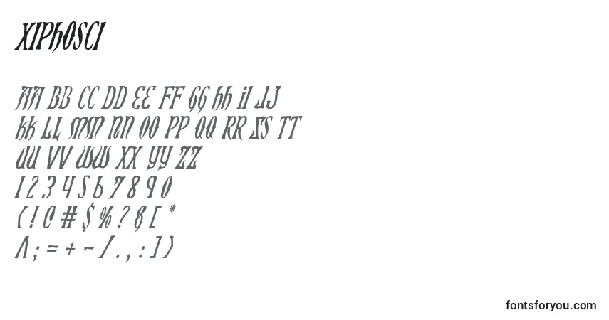 Schriftart Xiphosci – Alphabet, Zahlen, spezielle Symbole