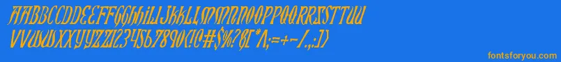 Xiphosci Font – Orange Fonts on Blue Background