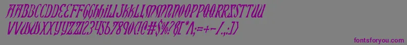 フォントXiphosci – 紫色のフォント、灰色の背景