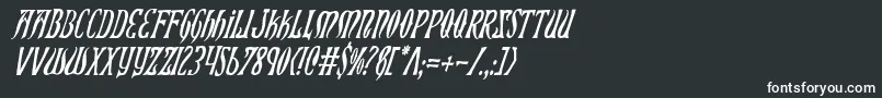 フォントXiphosci – 黒い背景に白い文字