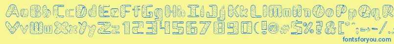 NadcDalmatian-Schriftart – Blaue Schriften auf gelbem Hintergrund