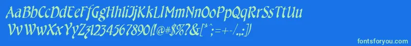 Czcionka CheshireItalic – zielone czcionki na niebieskim tle