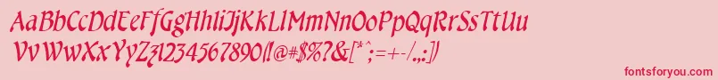 Fonte CheshireItalic – fontes vermelhas em um fundo rosa