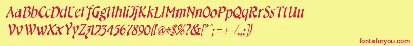CheshireItalic-fontti – punaiset fontit keltaisella taustalla