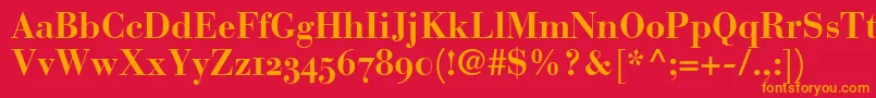 BauerBodoniBoldOldstyleFigures Font – Orange Fonts on Red Background