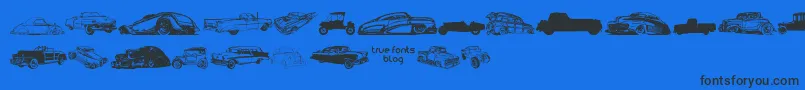 VintageAutoCarsTfb Font – Black Fonts on Blue Background