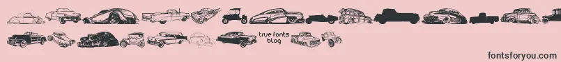 Police VintageAutoCarsTfb – polices noires sur fond rose