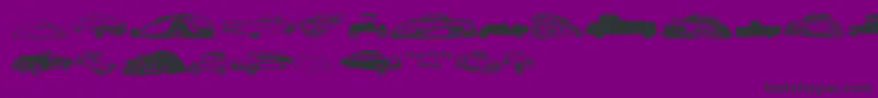 VintageAutoCarsTfb-fontti – mustat fontit violetilla taustalla