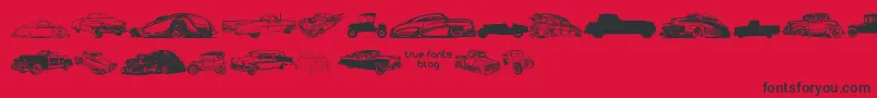 VintageAutoCarsTfb Font – Black Fonts on Red Background