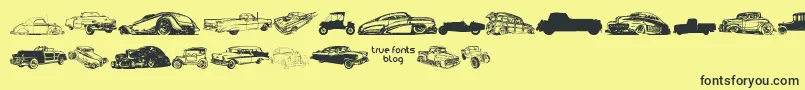 VintageAutoCarsTfb Font – Black Fonts on Yellow Background