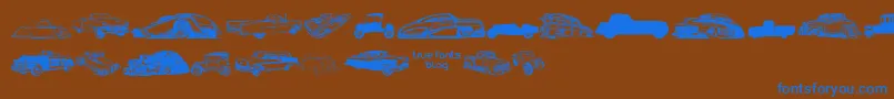 Шрифт VintageAutoCarsTfb – синие шрифты на коричневом фоне
