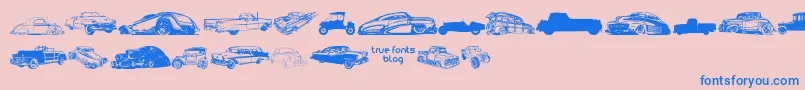 fuente VintageAutoCarsTfb – Fuentes Azules Sobre Fondo Rosa