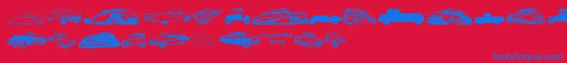VintageAutoCarsTfb Font – Blue Fonts on Red Background
