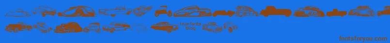 VintageAutoCarsTfb Font – Brown Fonts on Blue Background