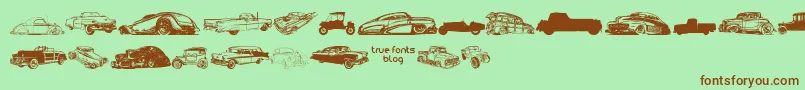 VintageAutoCarsTfb Font – Brown Fonts on Green Background