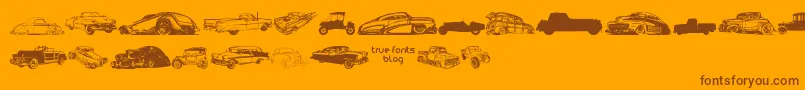 VintageAutoCarsTfb Font – Brown Fonts on Orange Background