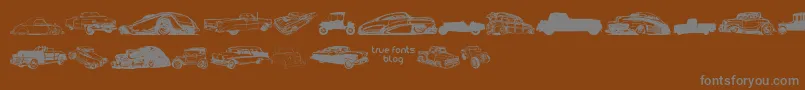 フォントVintageAutoCarsTfb – 茶色の背景に灰色の文字