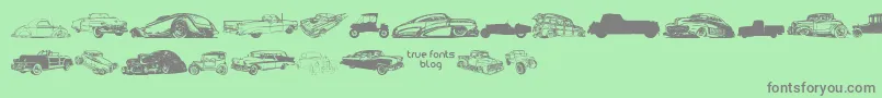 Fonte VintageAutoCarsTfb – fontes cinzas em um fundo verde