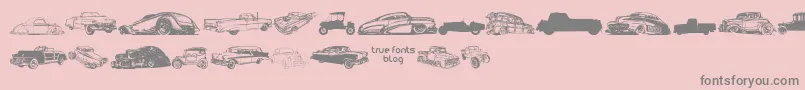 フォントVintageAutoCarsTfb – ピンクの背景に灰色の文字