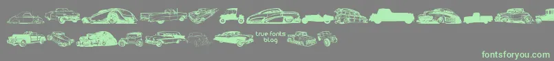 Czcionka VintageAutoCarsTfb – zielone czcionki na szarym tle