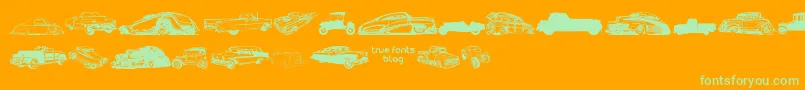 VintageAutoCarsTfb Font – Green Fonts on Orange Background